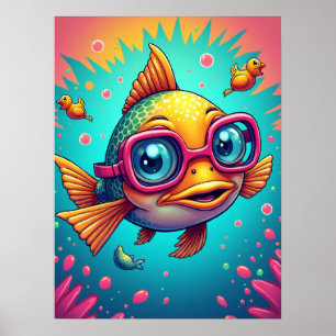 Pescado confuso en gafas de baño - Gracioso arte p