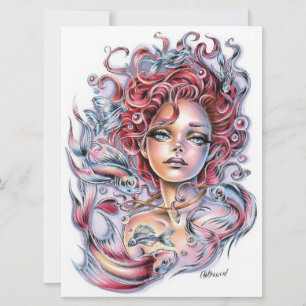 Pescado de Sirena Piscilla Pisa Tarjeta de Arte Oc