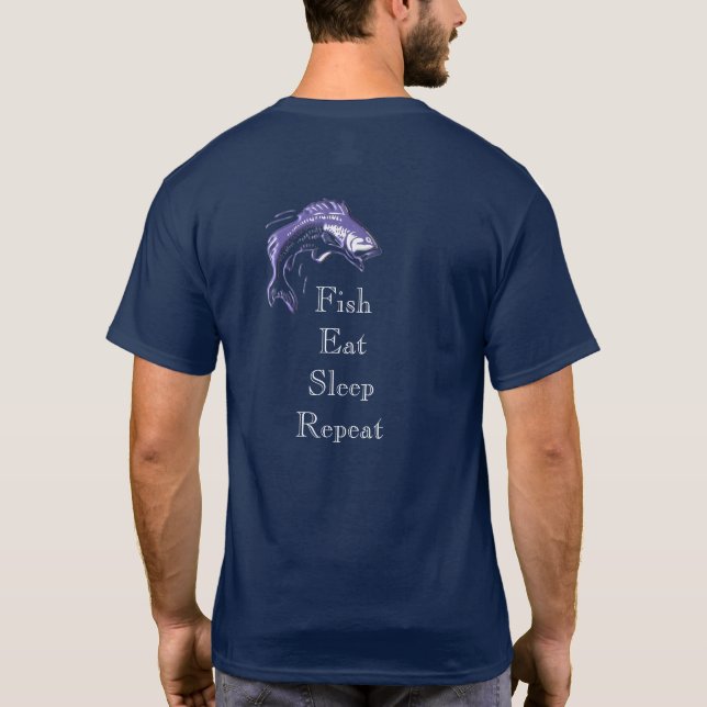 Pescado Eat Sleep — Camiseta para los aficionados  (Reverso)