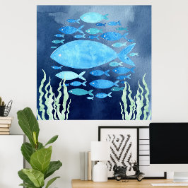 Pescado En La Impresión De Lienzo Estirado En El M