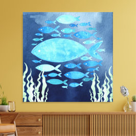 Pescado En La Impresión De Lienzo Estirado En El M