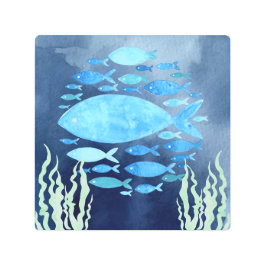 Pescado En La Impresión De Lienzo Estirado En El M