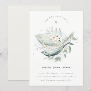 Pescado floral subacuático Invitación de cumpleaño
