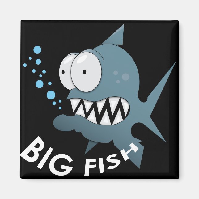 Pescado Grande:  de imán cuadrado de 2 pulgadas (Frente)