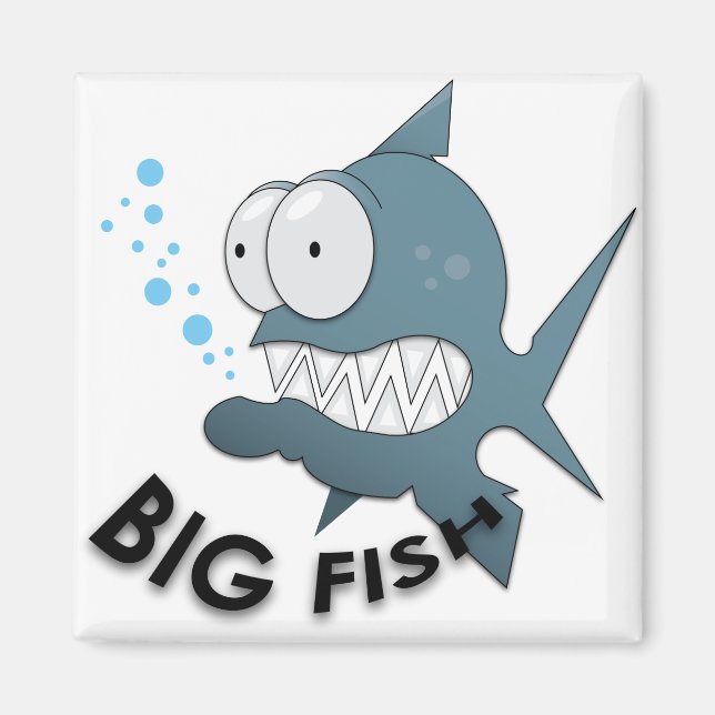 Pescado Grande:  de imán cuadrado de 2 pulgadas (Frente)
