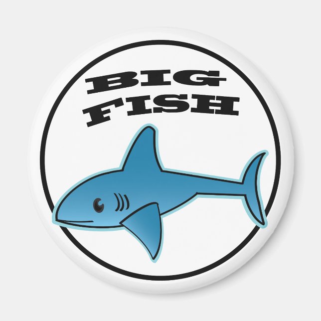 Pescado grande -  estándar, imán redondo de 2¼ pu (Frente)