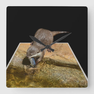Pescado hambriento de Otter, Reloj de pared de art