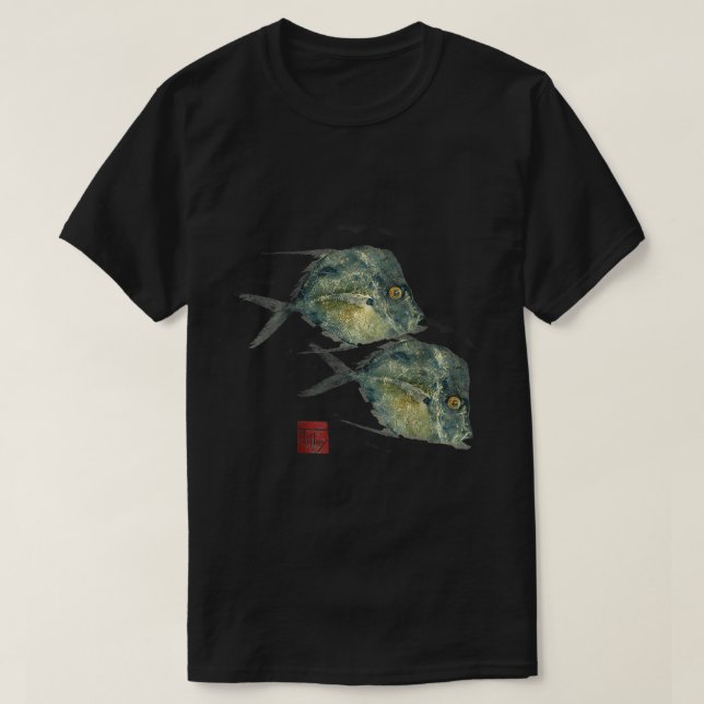 Pescado Imprimir Gyotaku camiseta con cierre de Fl (Diseño del anverso)