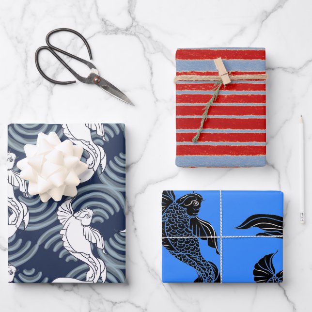 PESCADO JAPONÉS PATRONES DE PAPEL DE RAPAS PLANAS (Anverso)