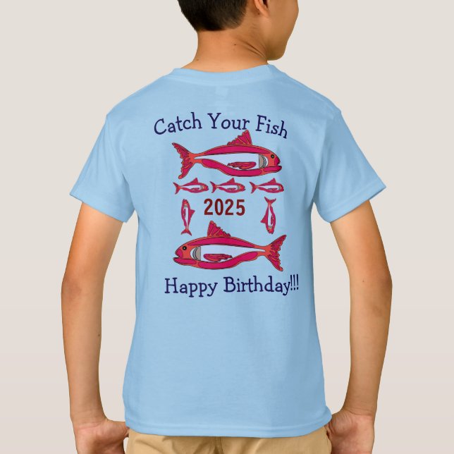 Pescado Rojo Para Niños Camisetas Felices Cumpleañ (Reverso)