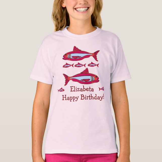 Pescado Rojo Para Niños Camisetas Felices Cumpleañ (Anverso)