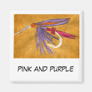 "Pescado rosa y púrpura" imán de arte de vuelo