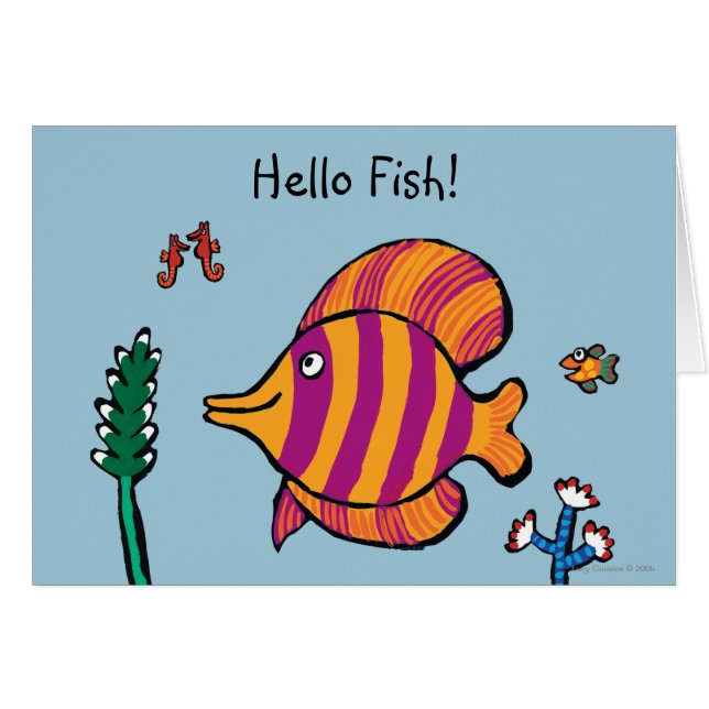 Pescado tropical naranja y púrpura con caballitos  (Anverso (Horizontal))