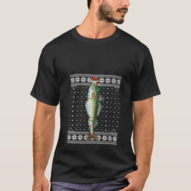 Pescado Xmas Feo Sweater Santa Lighting Pollock Fi (Anverso)