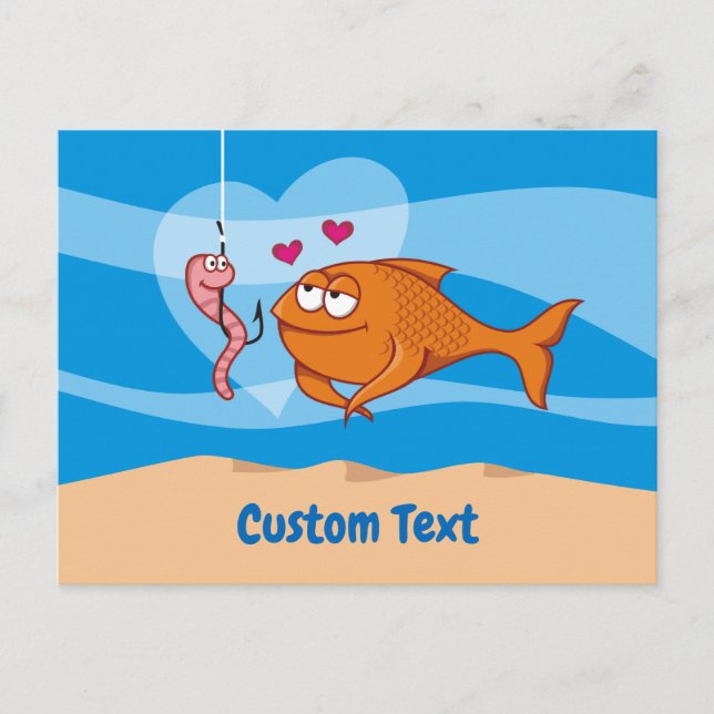 Pescado y cebo en la postal de amor (Anverso)