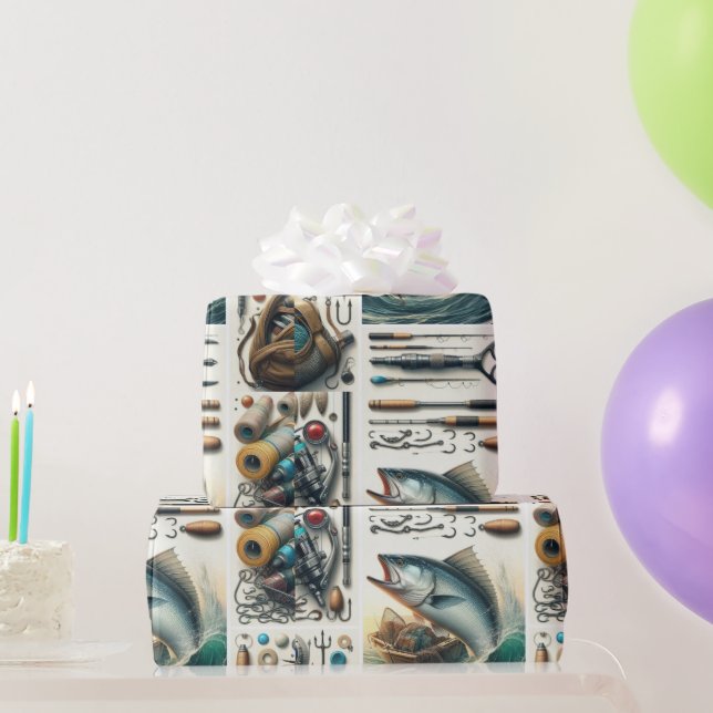 Pescado y chaqueta para él regalo Papel para envol (Regalos de fiesta)