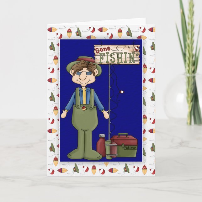 Pescador 2 tarjeta de saludo de pesca del Día del  (Anverso)
