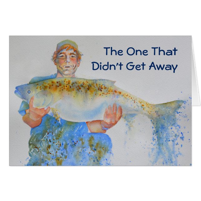 Pescador acuarela pintura regalo de pesca para él (Anverso (Horizontal))