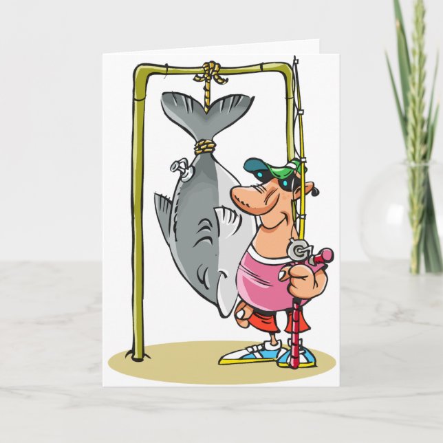 Pescador con sus tarjetas de felicitación de la (Anverso)