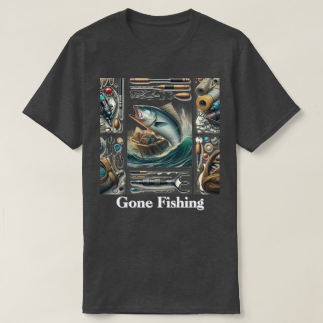 Pescador de la pesca ininterrumpida con camiseta (Diseño del anverso)