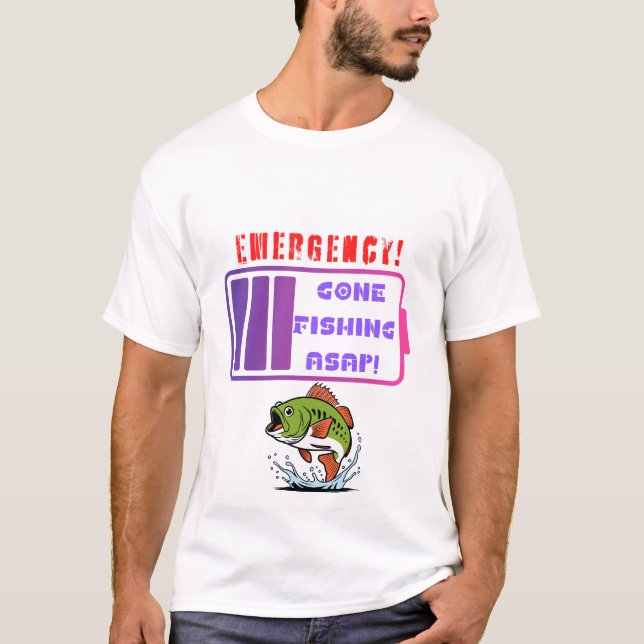 Pescador divertida camiseta con poca batería regal (Anverso)