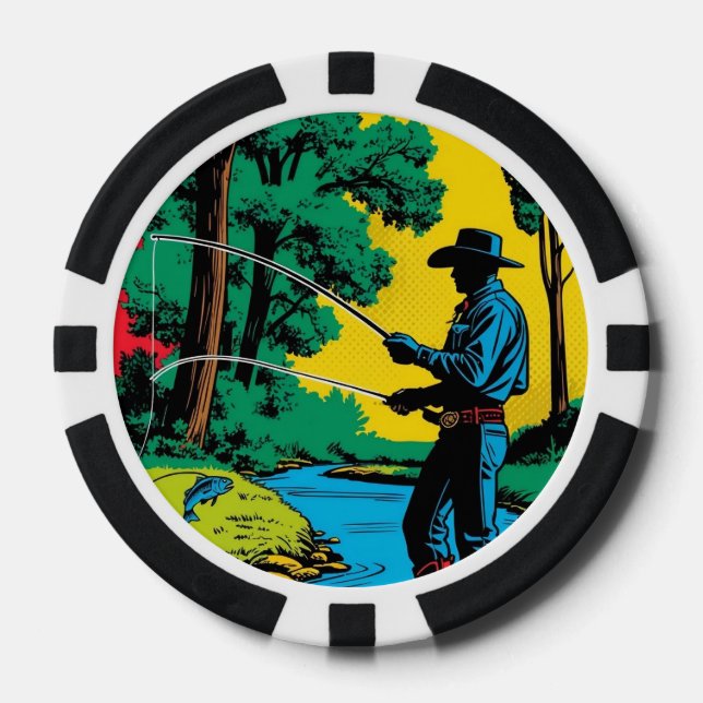 Pescador en fichas de Riverbank Poker (Anverso)