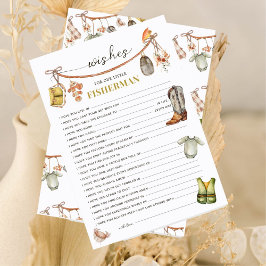 Pescador Rústico de Baby Shower quiere tarjeta de