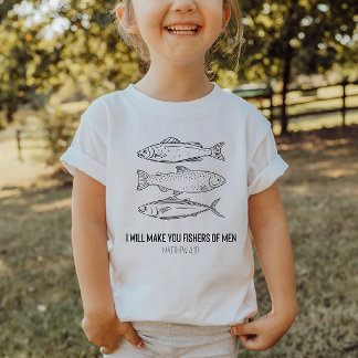 Pescadores de la camiseta de un niño cristiano