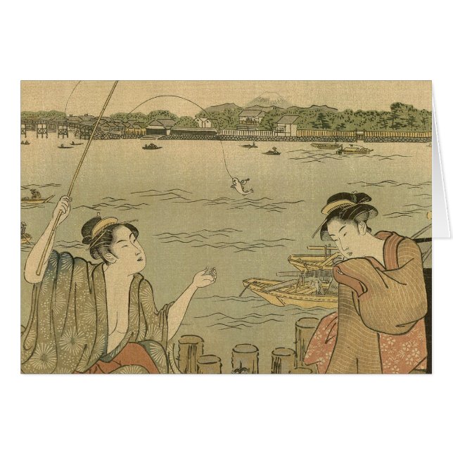 Pescadores de madera de la pesca japonesa (Anverso (Horizontal))