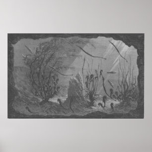 Pescados antiguos de los seahorses de la impresión