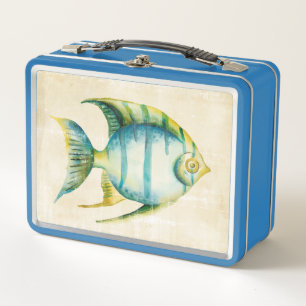 Pescados azules y amarillos del acuario