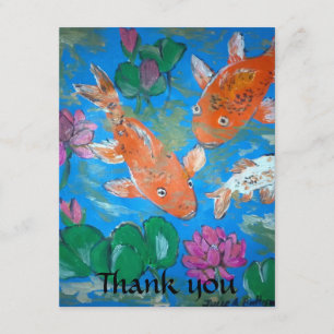 Pescados de Koi y tarjeta de Lotus gracias