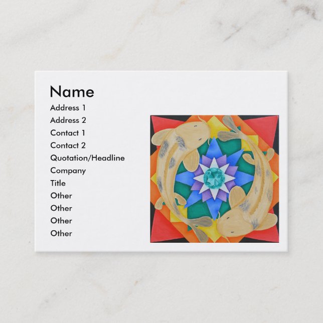 Pescados de Koi y tarjeta de visita de Lotus (Anverso)