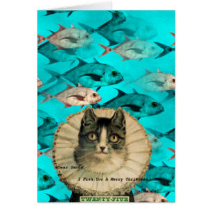 Pescados del gato usted navidad del collage de