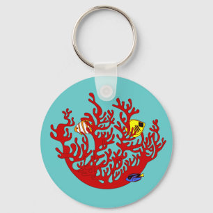 Pescados y llavero del arte del Doodle del coral