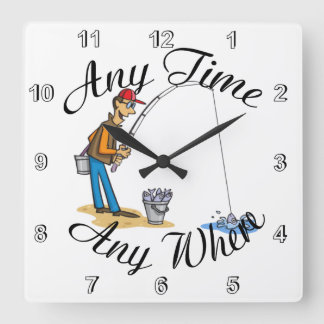 Pescando en cualquier momento Reloj de pared