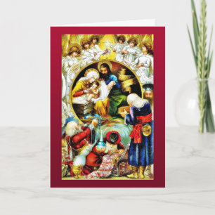 Pesebre del navidad con ángeles alrededor
