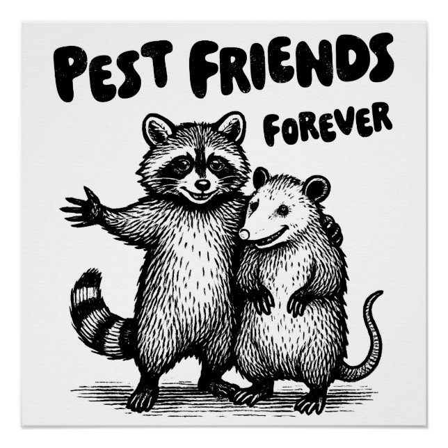 Pest Friends Forever Black Print Poster (Anverso)