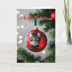 Pestaña gris sobre tarjeta de adorno de Navidad ro