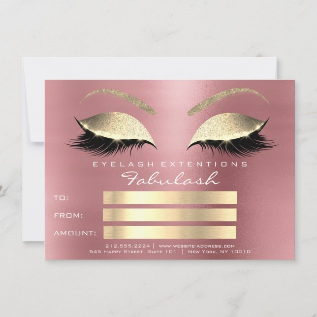 Pestañas Certificado Regalo Maquillaje Rosa Oro Fr (Anverso)