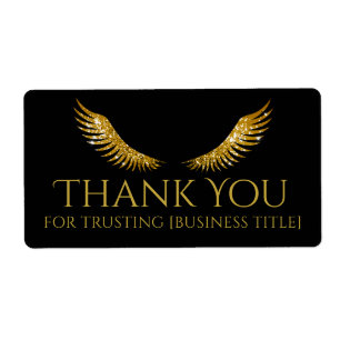 Pestañas Doradas Alas Etiqueta Negra