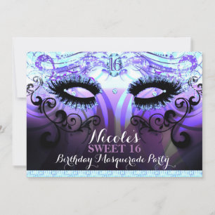Pestañas Glam Purple Invitaciones a la Fiesta de M