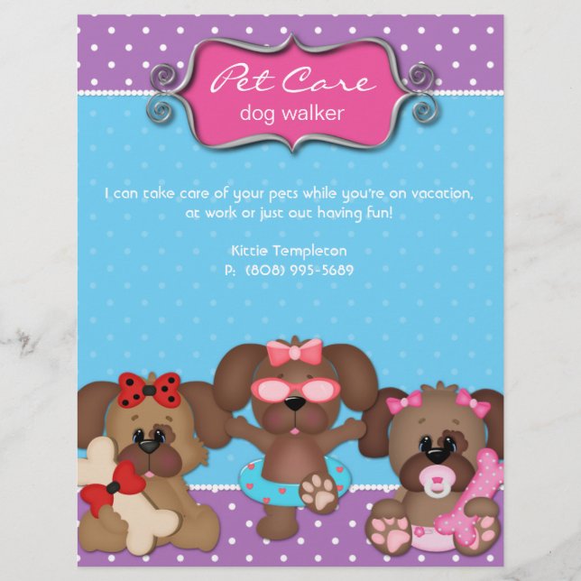 Pet Care Flyer Veterinaria Perro Walker (Frente)