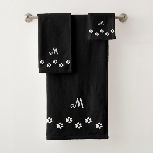 Pet Paws & Monogram on Black (In situ)