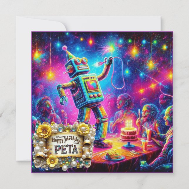 PETA ~ Tarjeta de cumpleaños ~ Robot ~ (Anverso)
