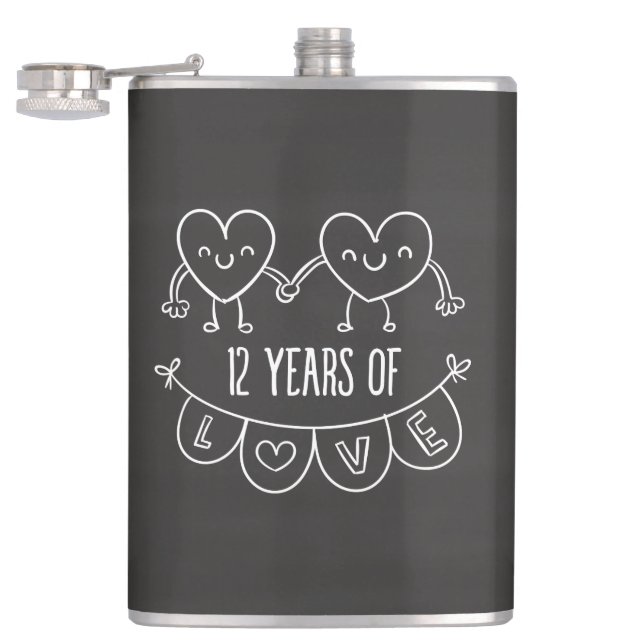 Petaca 12° Aniversario Regalo Corazones de Chalk (Abierto)