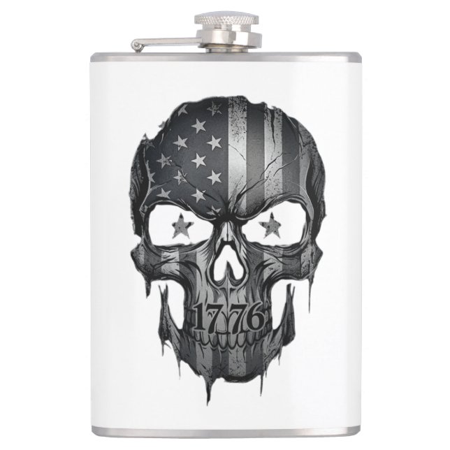 Petaca 1776 American Flag Skull Patriotic USA 250th Flask (Anverso)
