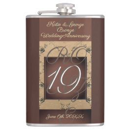 Petaca 19° Aniversario Boda    Barrido de bronce oscuro