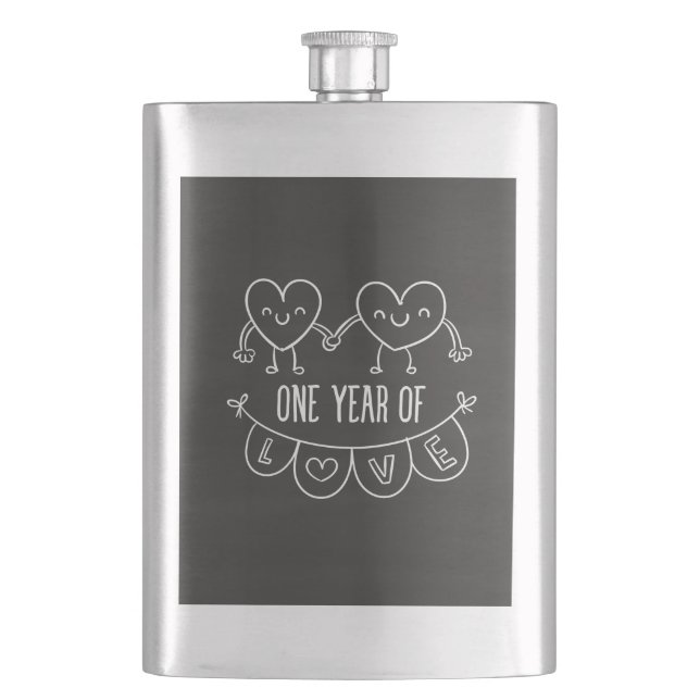 Petaca 1.ᵉʳ Aniversario Regalo Chalk Hearts Classic Flask (Anverso)