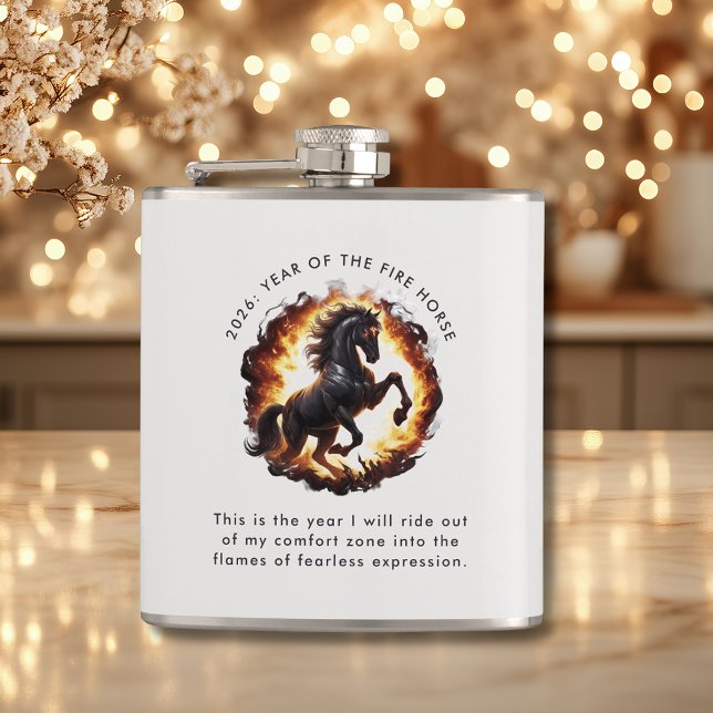Petaca 2026 Year of the Fire Horse Motivational Quote (2026 Year of the Fire Horse Motivational Quote Chinese New Year Flask)